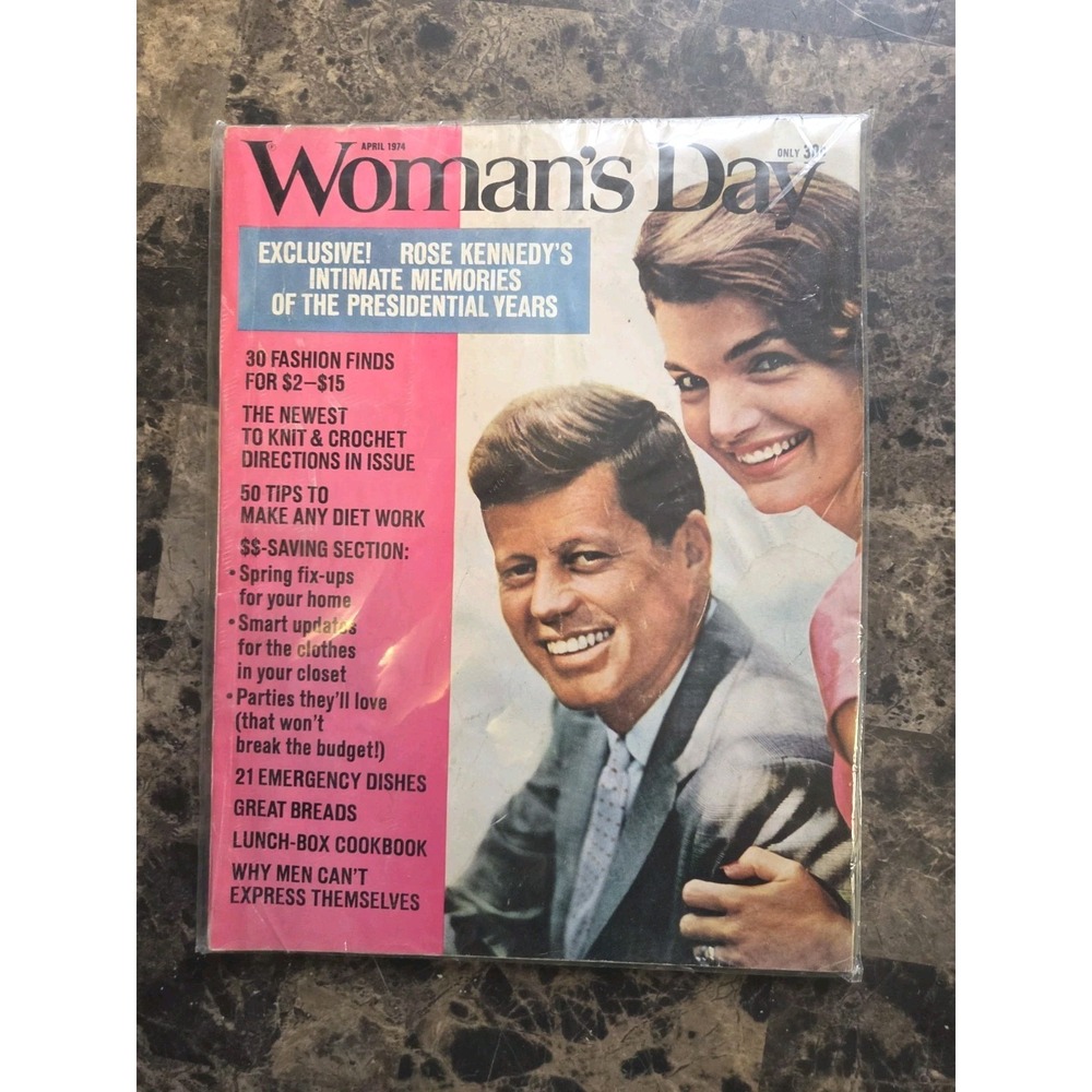 Woman's Day Magazine Vintage Issue April 1974 Rose Kennedy JFK Jackie Kennedy
